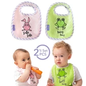 Milk&Moo Havlu Mama Önlüğü 2'li Set Çaça Kurbağa ve Çançin - 1