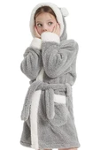 Bunny Kapşonlu Unisex Wellsoft Çocuk Peluş Sabahlık | Bornoz - 4