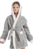 Bunny Kapşonlu Unisex Wellsoft Çocuk Peluş Sabahlık | Bornoz - 5