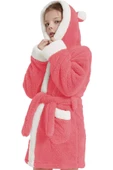 Bunny Kapşonlu Unisex Wellsoft Çocuk Peluş Sabahlık | Bornoz - 8