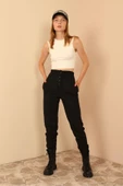 SASHA MODA PANTOLON SİYAH S - Kapitone Kumaş  Kadın Alt Pantolon - 1