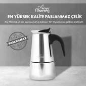 Any Morning Fe001-6 Espresso Kahve Makinesi Paslanmaz Çelik İndüksiyonlu Moka Pot 300 Ml - 10