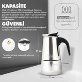 Any Morning Fe001-6 Espresso Kahve Makinesi Paslanmaz Çelik İndüksiyonlu Moka Pot 300 Ml - 12