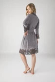 Dantelli Bambo Cotton Niki Kadife Bayan Sabahlık - 4