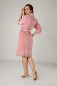 Küf Yeşili Dantelli Bambu Cotton Bayan Sabahlık Bornoz - 3