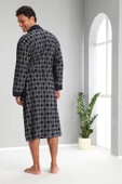 Kareli Jakarlı Bambo Cotton Erkek Sabahlık - 4