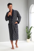 Kareli Jakarlı Bambo Cotton Erkek Sabahlık - 3