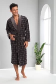 Kareli Jakarlı Bambo Cotton Erkek Sabahlık - 1