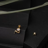 14 Ayar Altın Piercing Tragus Küpe - 4