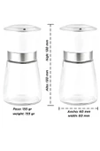 Tilbe Home 2'li Karabiber Tuzluk Değirmeni Seramik Bıçaklı Öğütücü Orta Boy Dayanıklı Cam Baharat Öğütücü Seti thumbnail 2