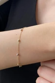 14 Ayar Altın Kadın Renkli Dorika Toplu Zincir Bileklik - 4