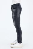 Erkek Gri Slim Fit Taş Yıkamalı Kot Pantolon - 4