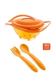 Babyjem Dökülmeyen Tabak Turuncu & Mama Kaşık Çatal Takımı Turuncu thumbnail 1
