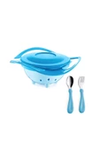 Babyjem Dökülmeyen Tabak & Çelik Çatal Kaşık Takımı Mavi thumbnail 1