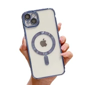 Apple iPhone 13 için Magsafe ile uyumlu Kılıf Kamera Lensli Korumalı Şeffaf Silikon Kapak - 3