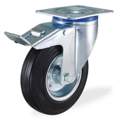 Kama Frenli Oynak Tablalı 150x40 mm Teker Siyah Burçlu Ağır Yük Tekeri - 3