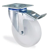 Kama Frenli Oynak Tablalı 100x32 mm Teker Poliamid Beyaz Burçlu Ağır Yük Tekeri - 1