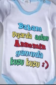 YENİ SEZON BABAM DIŞARDA ASLAN YAZILI BEBEK ÇOCUK UZUN KOL PAMUK BADY ZIBIN - 4