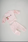 KIZ BEBEK KİRAZ CHERRY FİGÜRLÜ KADİFE TAKIM - 4