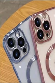 iPhone 11 Pro Max Kılıf Magsafe Köşeleri Renkli Lüx Şeffaf Kamera Lens Korumalı - 11