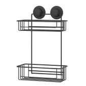 TEKNOTEL DELME VİDA MATKAP YOK! VAKUMLU İKİ KATLI BANYO RAFI MAT SİYAH DM256 - 2