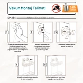 TEKNOTEL DELME VİDA MATKAP YOK! VAKUMLU İKİ KATLI BANYO RAFI MAT SİYAH DM256 - 4