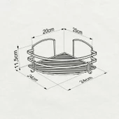 TEKNOTEL YAPIŞKANLI KANCALI 2 ADET BANYO KÖŞE RAFI SİLVER ST207H - 4