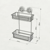 TEKNOTEL DELME VİDA MATKAP YOK! VAKUMLU İKİ KATLI BANYO RAFI MAT SİYAH DM256 - 3