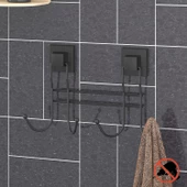 TEKNOTEL DELME VİDA MATKAP YOK! easyFIX YAPISKANLI DÖRTLÜ ASKILIK MAT SİYAH EF252 - 1