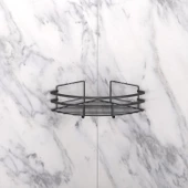 TEKNOTEL YAPIŞKANLI KANCALI BANYO KÖŞE RAFI MAT SİYAH ST107H - 2