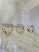 Kadın Gold 3'lü Kalp Set Küpe - 2