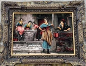 Geleneksel Çeşme Aşkı Temalı İran Tebriz Halı Tablo 98x78cm - Duvar Halı Kilim Tablo thumbnail 1