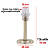 Kapı Stoperi Tamponu 10 cm Krom Metal Kapı Durdurucu Tutucu Vidalı Kapı Stopu Silikonlu thumbnail 3