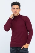 Erkek Slim Fit Düz Renk Balıkçı Yaka Boğazlı Kazak - 1