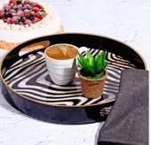 Dalgalı Mermer Yuvarlak Tepsi 37 Cm - 1