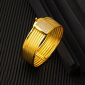 5 Sıralı Hasır Kelepçe Altın Bilezik - 4