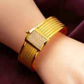 5 Sıralı Hasır Kelepçe Altın Bilezik - 2