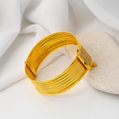 5 Sıralı Hasır Kelepçe Altın Bilezik - 5