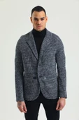 CEKMON Erkek Siyah Beyaz Regular Fit Cepli Düğmeli Astarsız Blazer Rahat Spor Ceket - 2