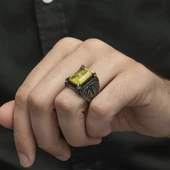 Sarı Paraiba Has Taşlı 925 Gümüş Erkek Yüzük thumbnail 7