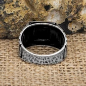 Kare Oniks Siyah Taşlı 925 Gümüş Erkek Yüzük thumbnail 9