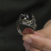 Siyah Kubbe Taşlı Hünkar Modeli 925 Gümüş Erkek Yüzük thumbnail 3