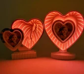 Kalp Tasarimli Led Işikli Ayna Fotoğraf Çercevesi - 1