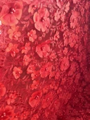 3D Çiçek İşlemeli Dantelli Elbise Kumaşı Kırmızı 130cm x 13m - 2
