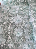 3D Çiçek İşlemeli Dantelli Elbise Kumaşı Yeşil 130cm x 11m thumbnail 3