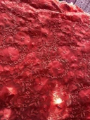 3D Çiçek İşlemeli Dantelli Elbise Kumaşı Kırmızı 130cm x 13m - 5