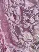 3D Çiçek İşlemeli Dantelli Elbise Kumaşı Mor 130cm x 12m - 6