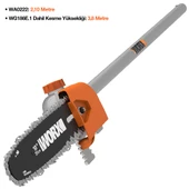WORX WA0222 WG186E.1 ile Uyumlu 25CM Teleskobik Uzatmalı Zincirli Dal Budama Başlığı - 2