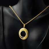 Oval Çerçeve Çeyrek Altınlık Kolye thumbnail 2