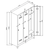 Jessan Ofis 3 lü Standart Soyunma Dolabı Gri-Siyah thumbnail 3